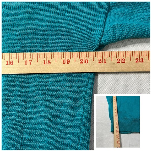 Vtg 90s Teal Beaded Knit Sweater Sz M Pearl Sequin Embellished Y2K Soft Glam - Picture 8 of 8